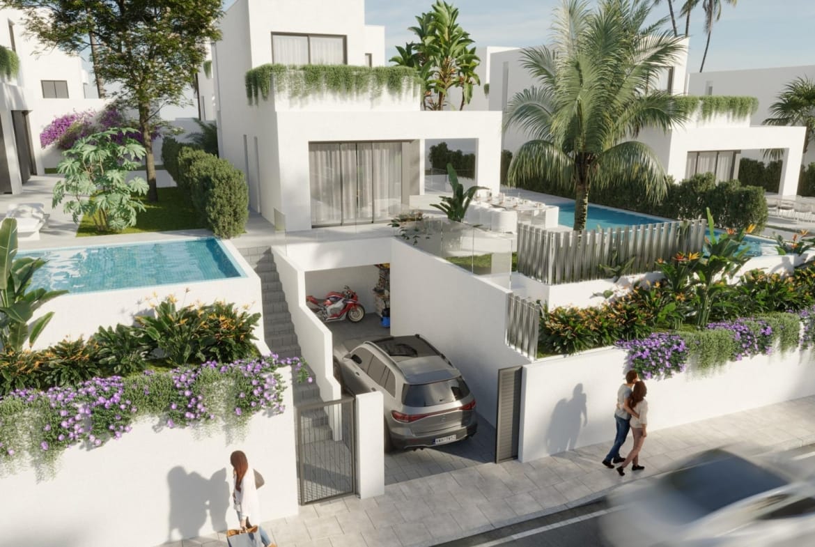 Rendering of a garage entrance beneath the villas in Sierra Cortina, Finestrat, Alicante