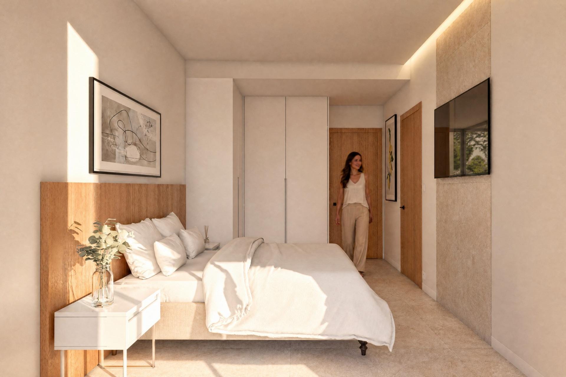 Rendering of a bedroom with fitted wardrobes in Condado de Alhama, Murcia