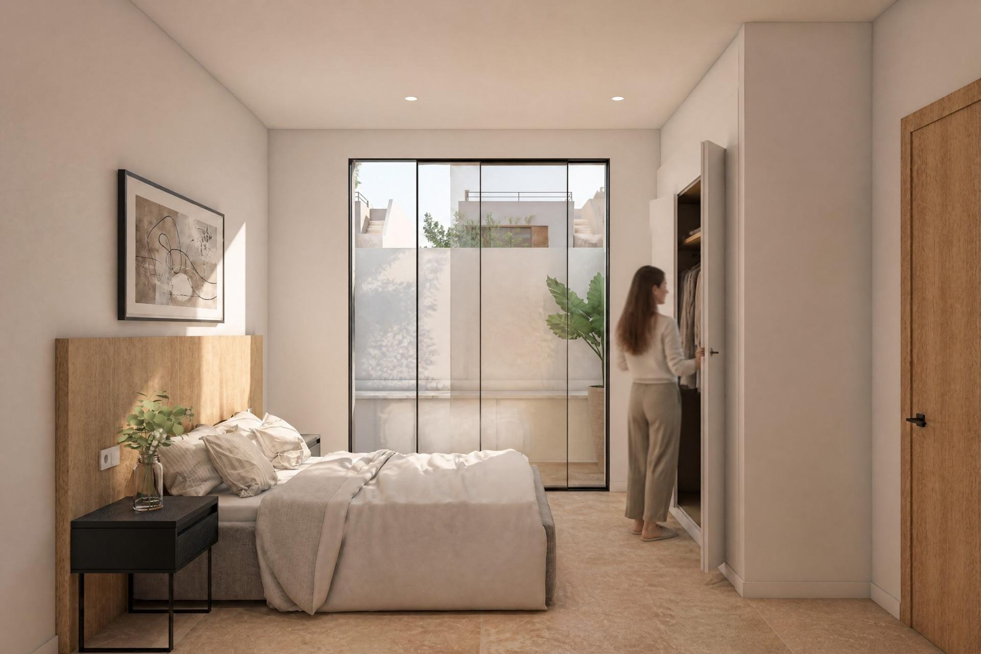 Rendering of a bedroom beside the rear patio in Condado de Alhama, Murcia