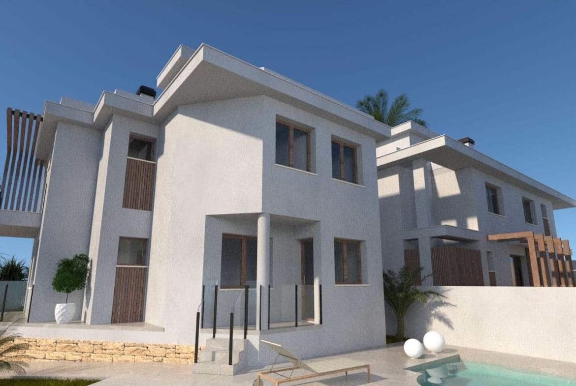 Rendering of a semi-detached villa and private pool in Los Alcázares, Murcia