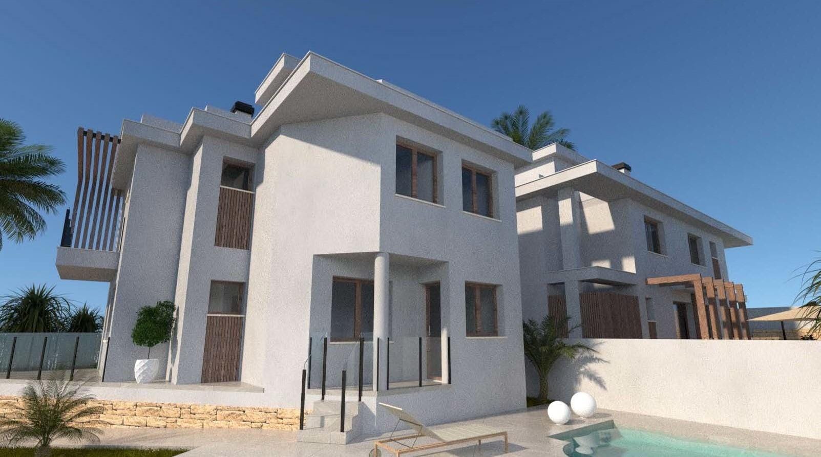 Rendering of a semi-detached villa and private pool in Los Alcázares, Murcia