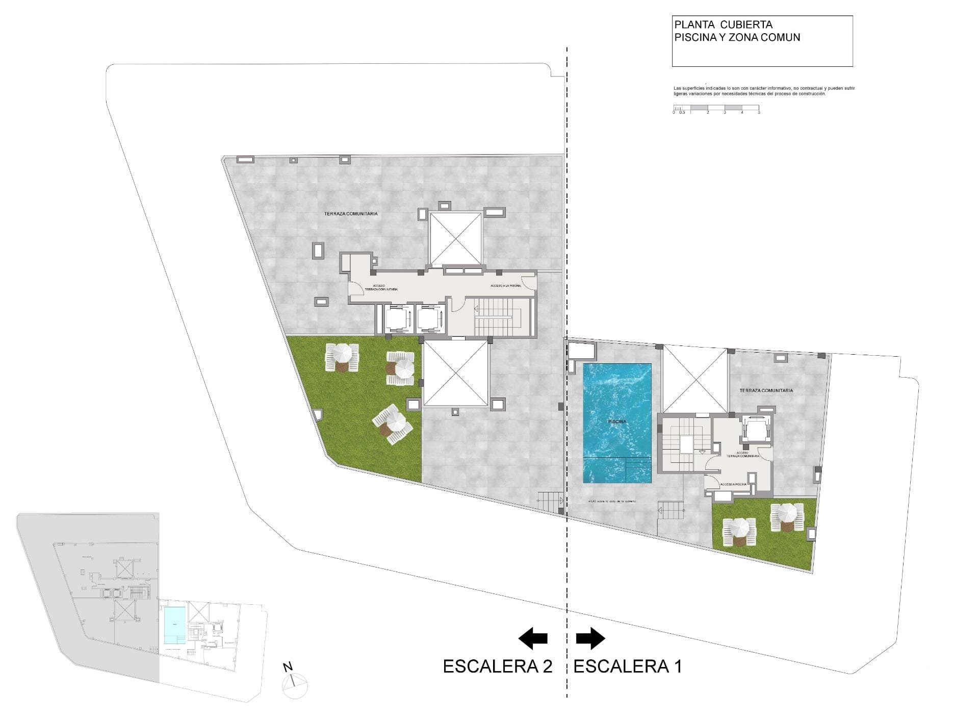 New-Build-Apartments-in-Central-Santa-Pola-Near-the-Beach-11 Communal rooftop plan with pool and shared terraces in Santa Pola, Alicante