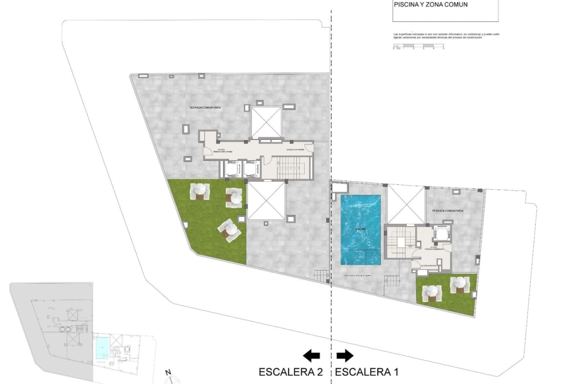 Communal rooftop plan with pool and shared terraces in Santa Pola, Alicante