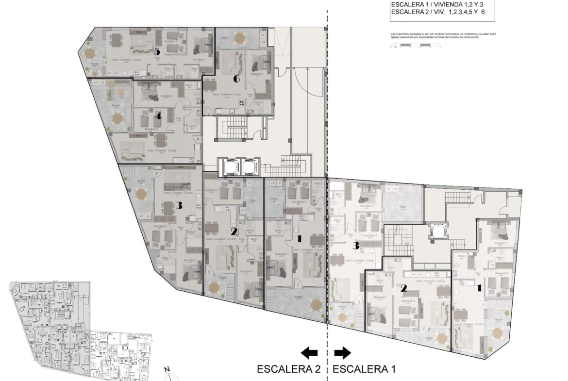Ground-floor building plan with multiple apartments in Santa Pola, Alicante