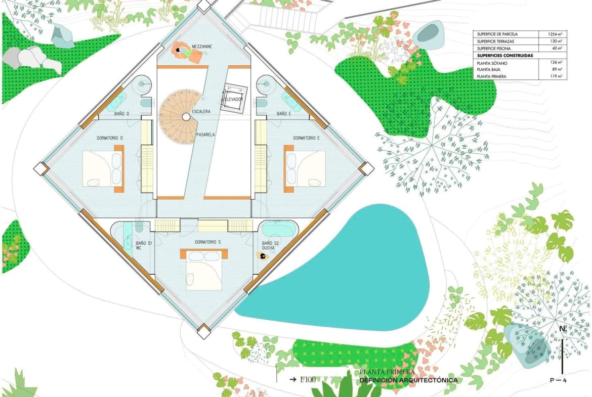 First floor plan with 3 bedrooms at Las Colinas Golf, Orihuela, Alicante
