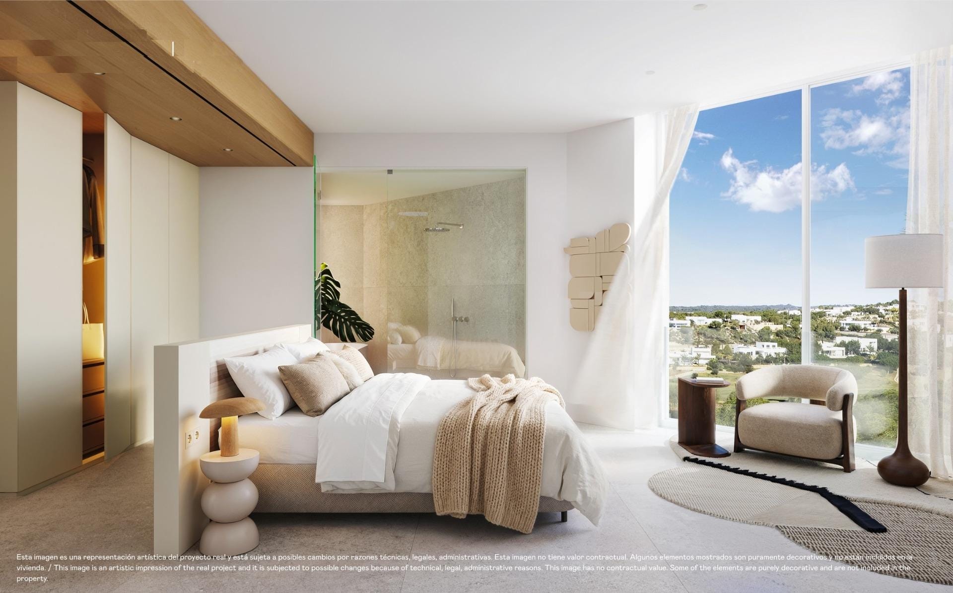 New-build-luxury-villas-at-Las-Colinas-Golf-and-Country-Club-2 Bedroom rendering with large windows in a villa at Las Colinas Golf, Orihuela, Alicante
