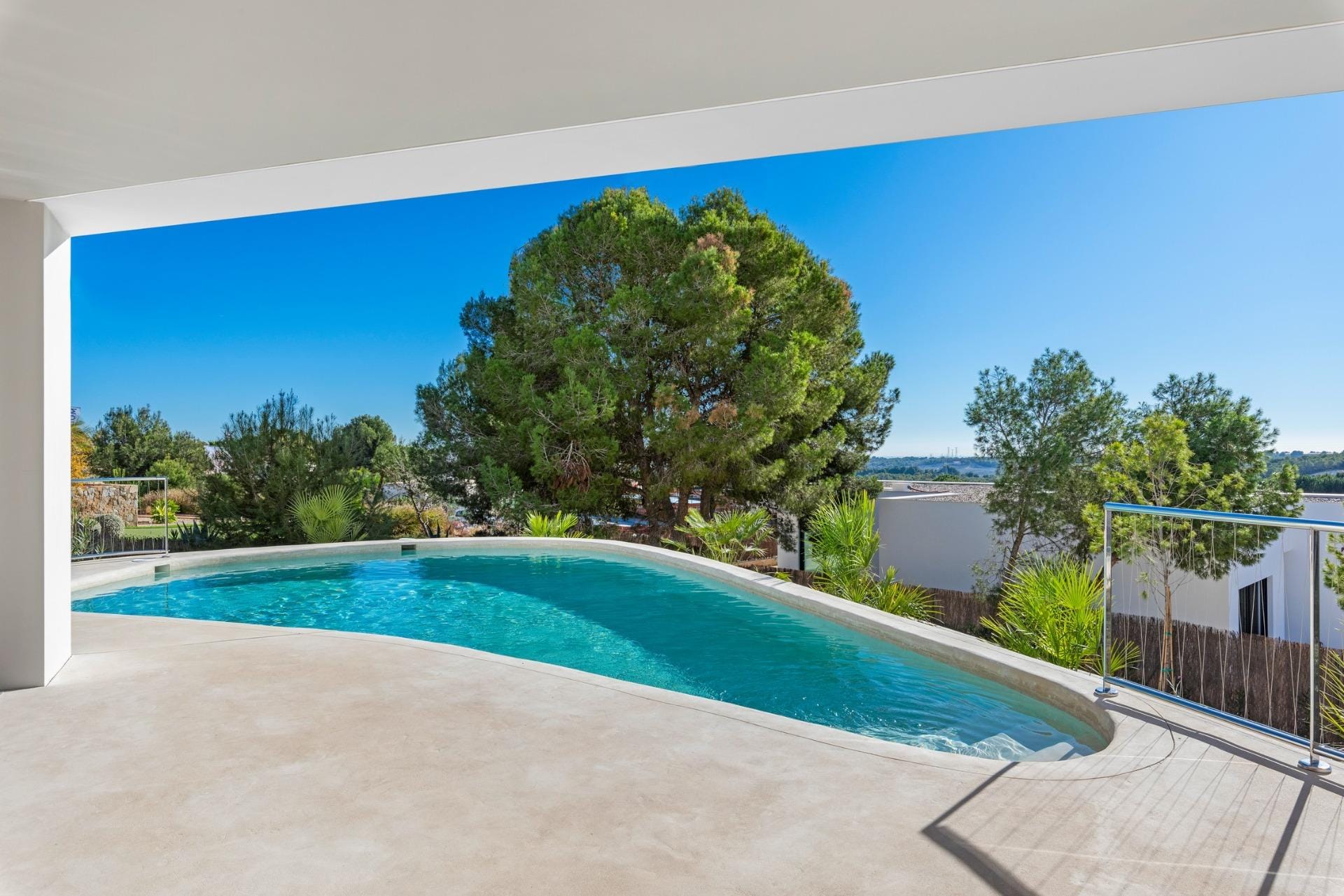 New-build-luxury-villas-at-Las-Colinas-Golf-and-Country-Club-5 Private pool beside a covered terrace at Las Colinas Golf, Orihuela, Alicante