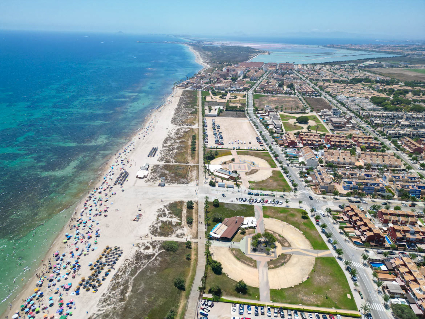 Aerial view of Playa de las Higuericas and the coast at Torre de la Horadada