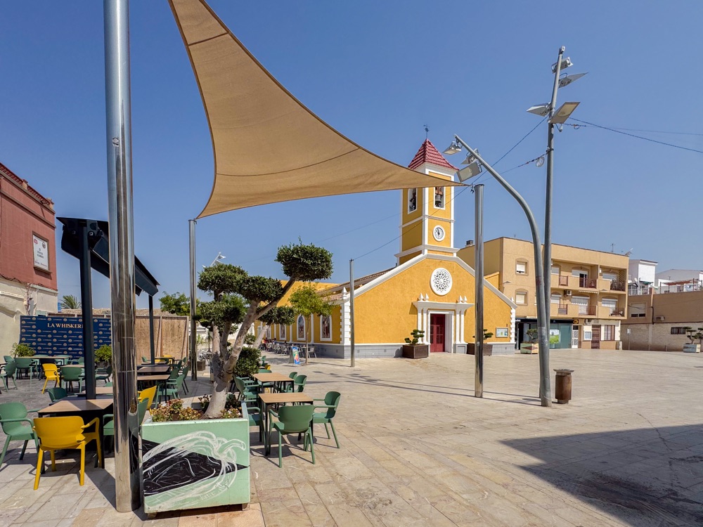 Village square and church in Roldán, Torre Pacheco, Murcia